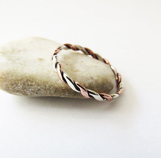 Silver & Copper Twist Ring