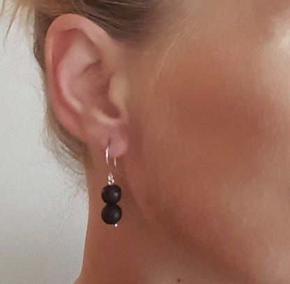 Lava & Wood Beaded Earrings