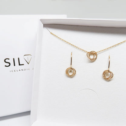 Giftset Gold Earrings & Necklace