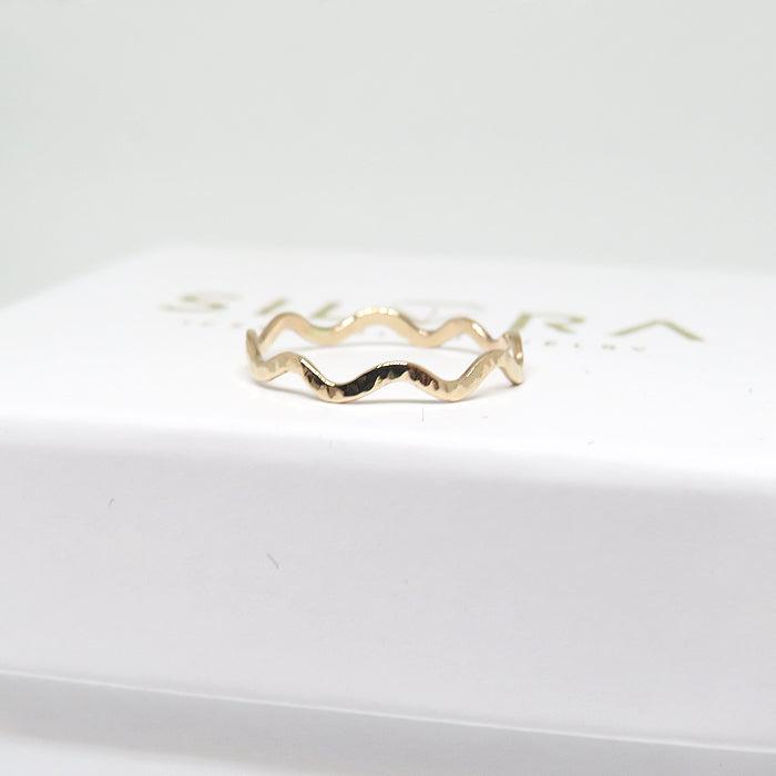 Gold Hammered Wave Ring