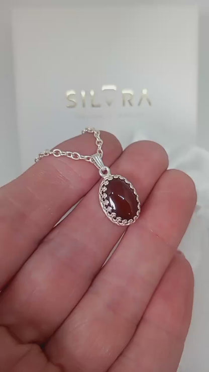 Oval Stone Silver Necklace