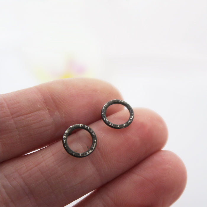 Oxidized Circle Stud earrrings