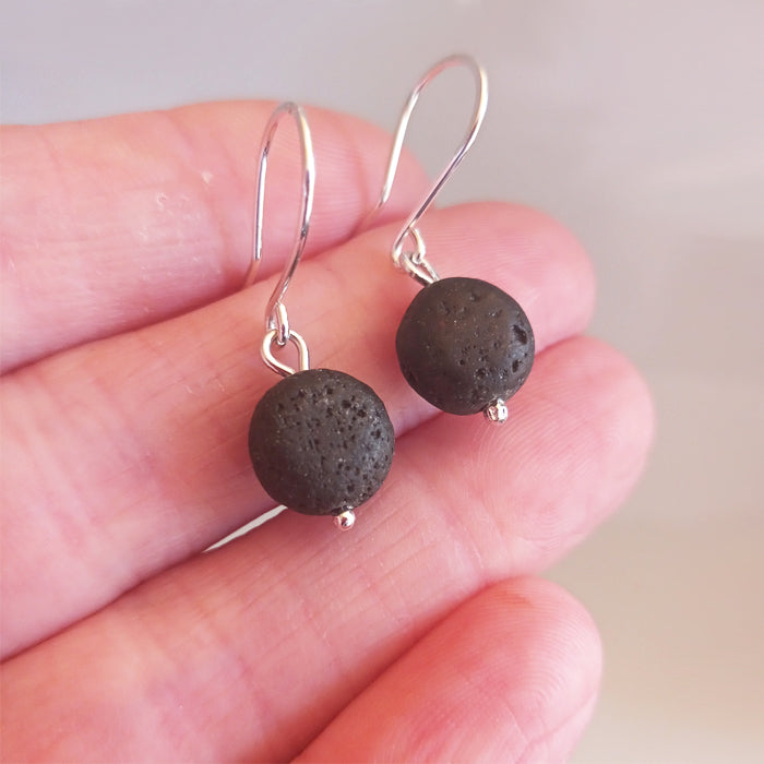 Silver lava earrings