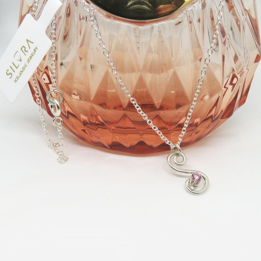 Pink Zircon S-like Necklace 