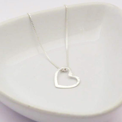 Fine silver heart necklace