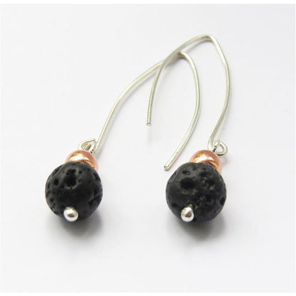 Lava, silver and copper earrings